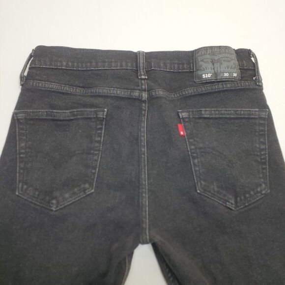 Levis Strauss 510 Black Jeans Mens 30x30 (30x26.5 Actual) SKINNY Denim Stretch - Picture 12 of 16